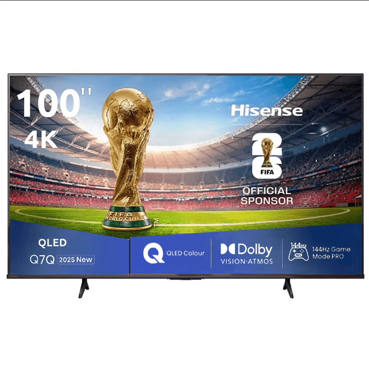شاشة هايسنس 100 بوصة Q7Q QLED بدقة 4K ومعدل 144 هرتز